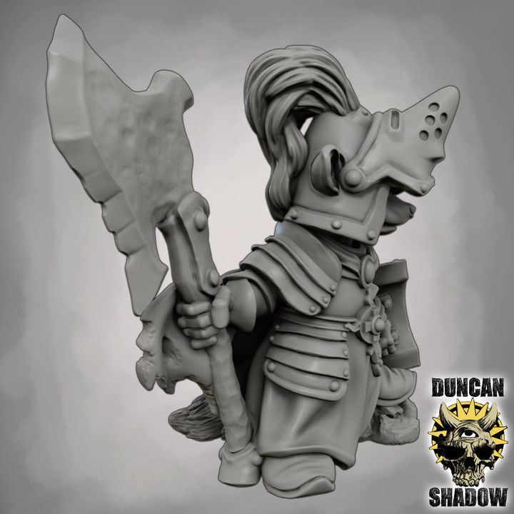 Raccoon Folk Champion with Poleaxe | DnD Miniature | 28mm