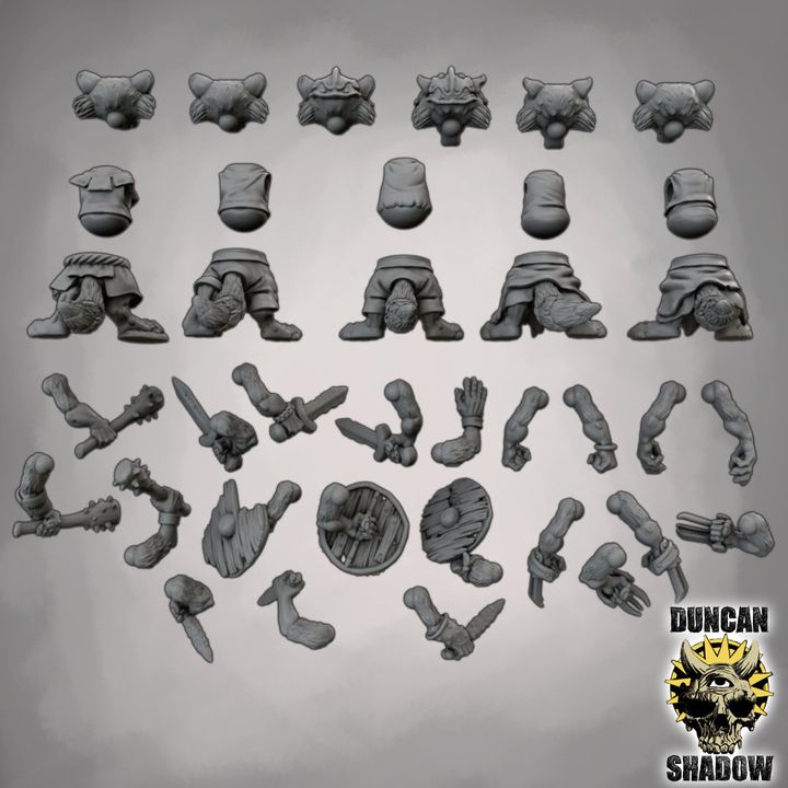 Raccoon Folk Multipart Kit - Multipart Kit | DnD & Tabletop | 28mm