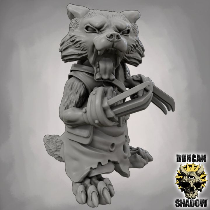 Raccoon Folk with Claws - Resin Mini | DnD & Tabletop | 28mm