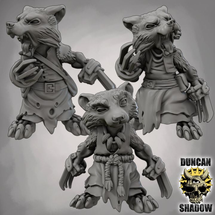 Raccoon Folk with Claws - Resin Mini | DnD & Tabletop | 28mm