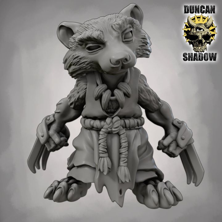 Raccoon Folk with Claws - Resin Mini | DnD & Tabletop | 28mm