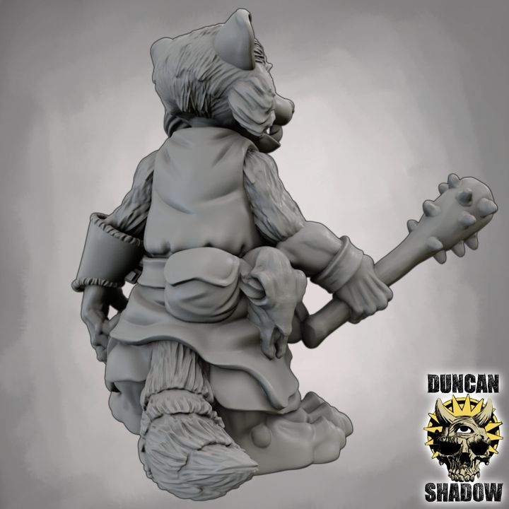 Raccoon Folk with Clubs - Resin Mini | DnD & Tabletop | 28mm