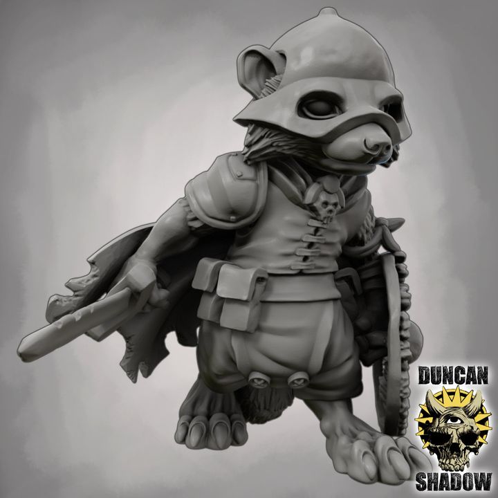 Raccoon Folk with Swords - Resin Mini | DnD & Tabletop | 28mm