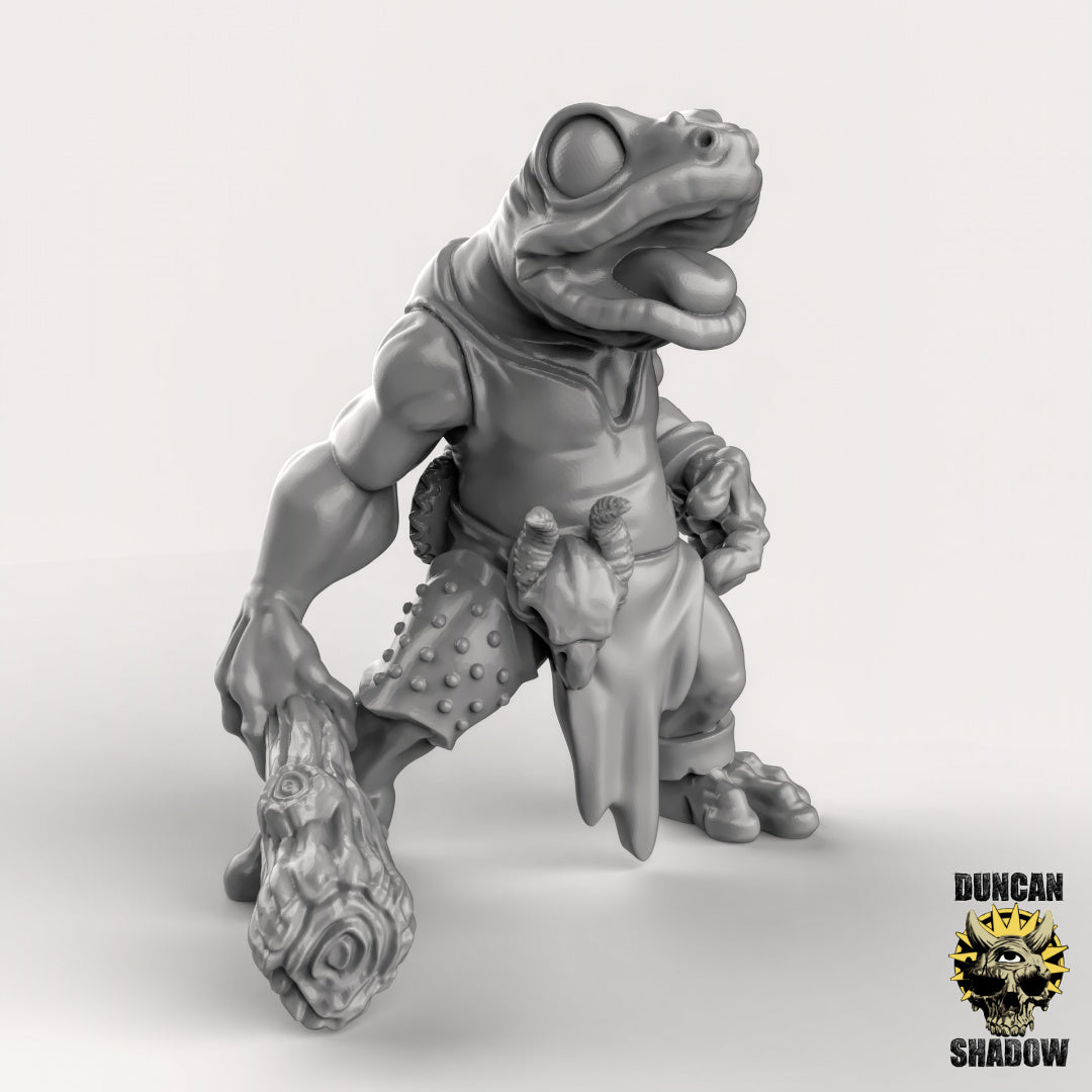 Frog Folk with Club Resin Miniature for DnD | Tabletop Gaming