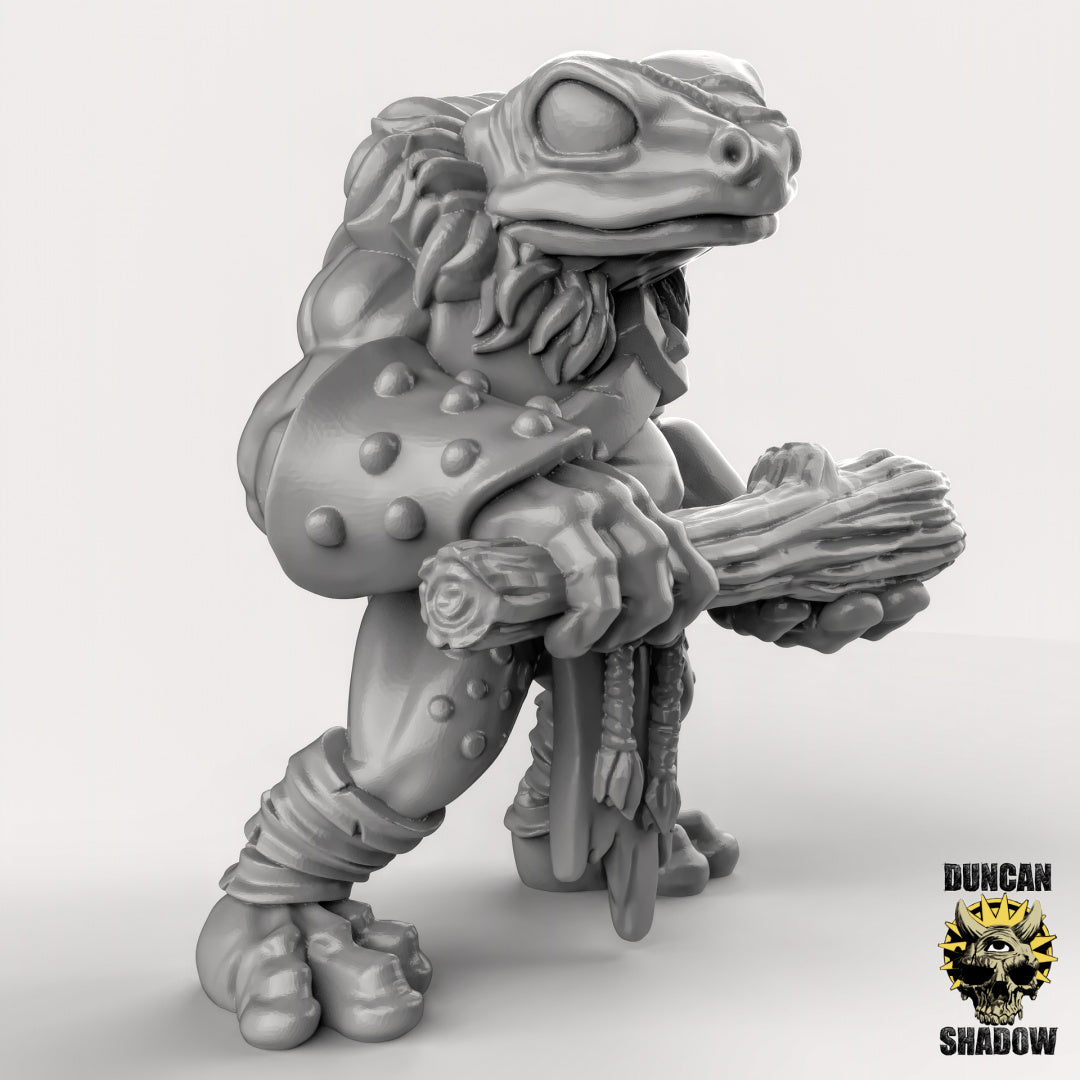 Frog Folk with Club Resin Miniature for DnD | Tabletop Gaming