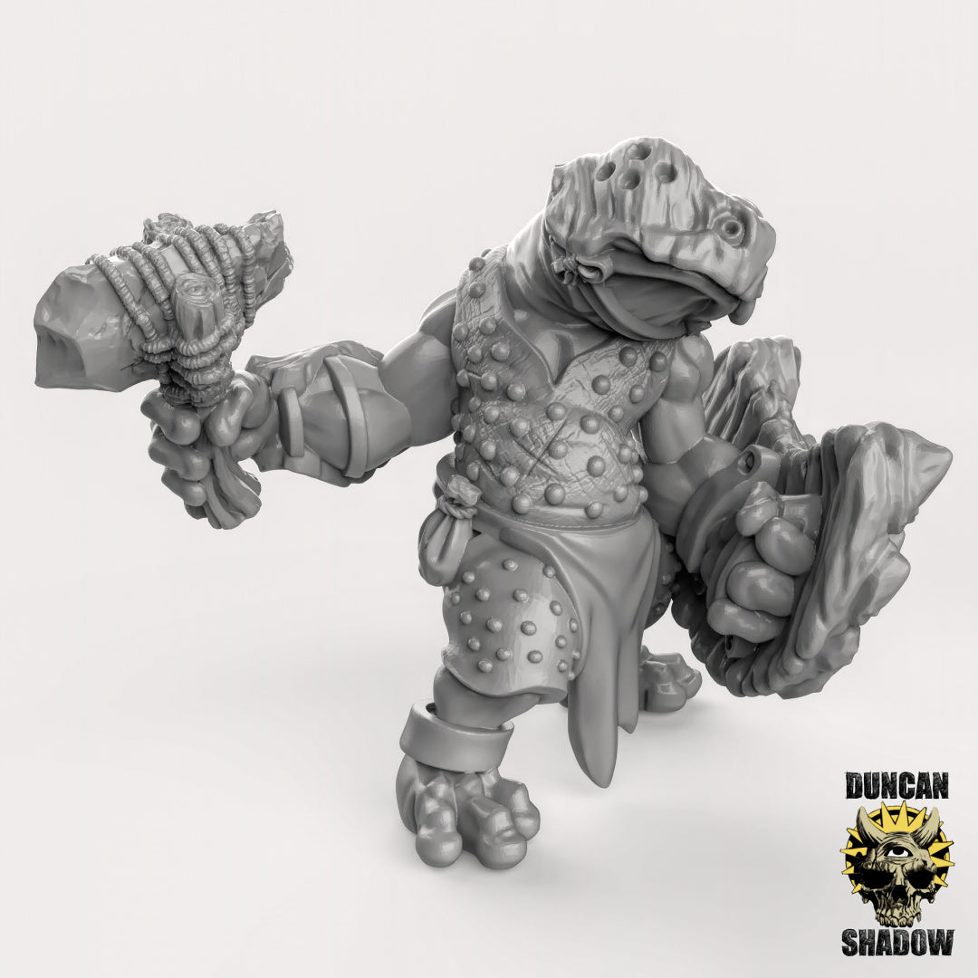 Frog Folk with Axe & Shield Resin Miniature for DnD | Tabletop Gaming