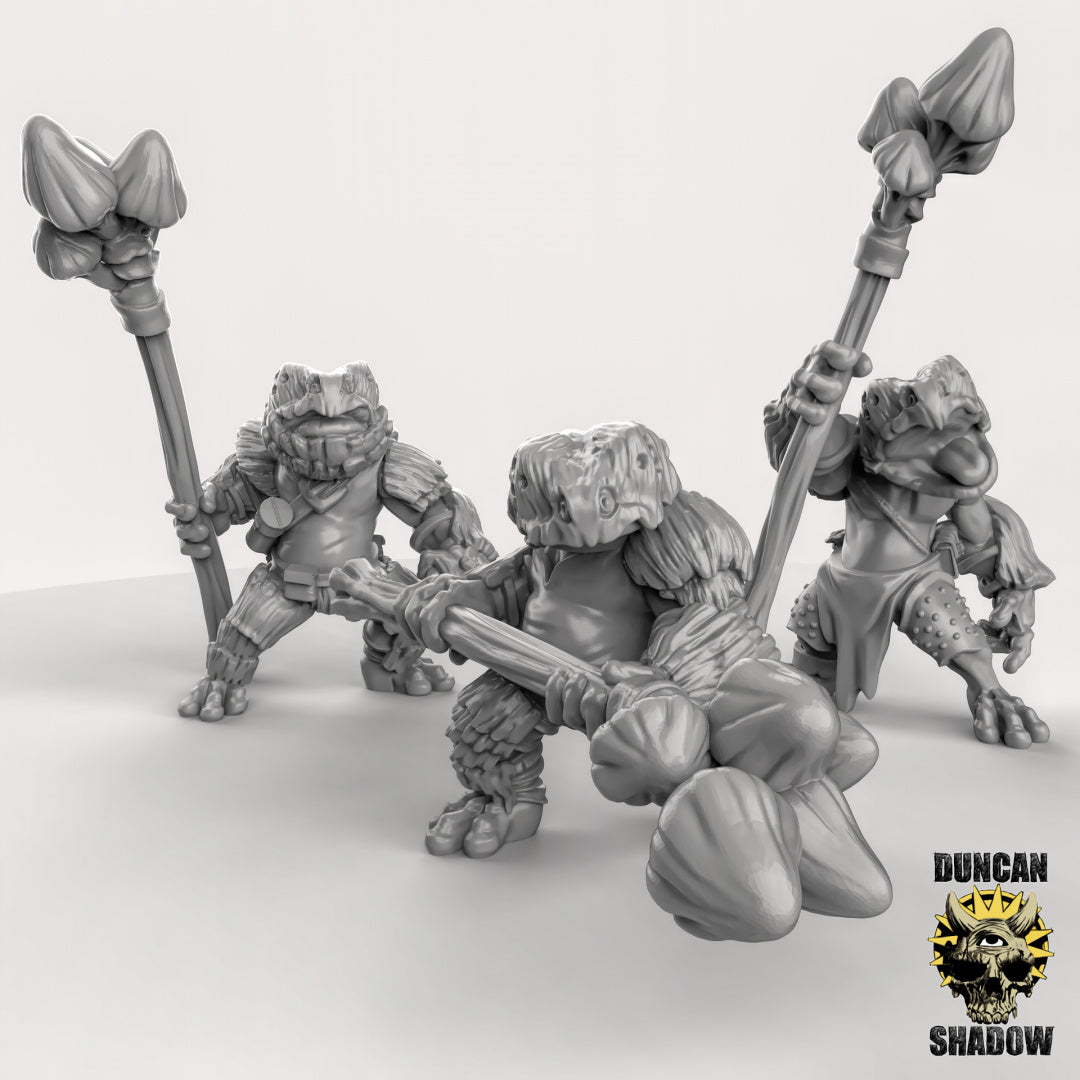 Frog Folk with Shroom Staffs Resin Miniature for DnD | Tabletop Gaming