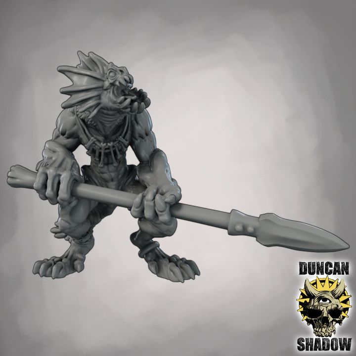 Sahuagin with Spears - Resin Mini | DnD & Tabletop | 28mm