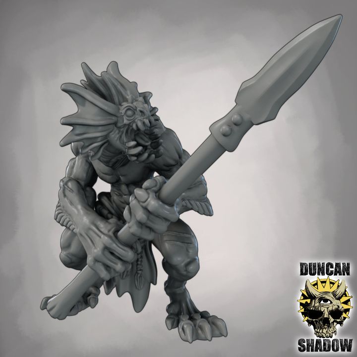 Sahuagin with Spears - Resin Mini | DnD & Tabletop | 28mm