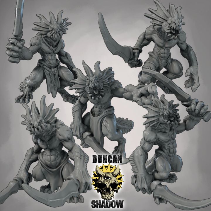 Sahuagin with Swords - Resin Mini | DnD & Tabletop | 28mm