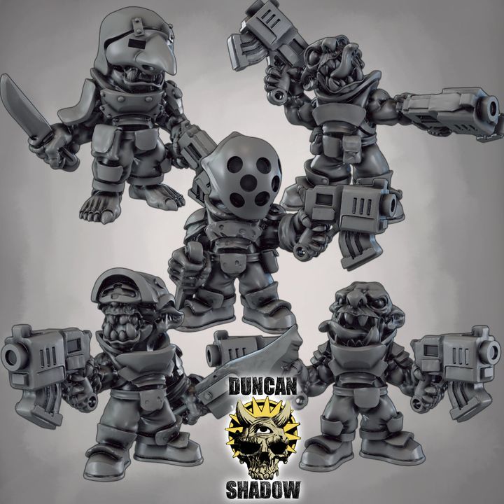 Sci_Fi Goblins with Pistols - Resin Mini | DnD & Tabletop | 28mm