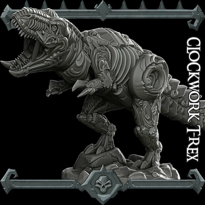 CLOCKWORK T-REX - Miniature | All Sizes | Dungeons and Dragons | Pathfinder | War Gaming