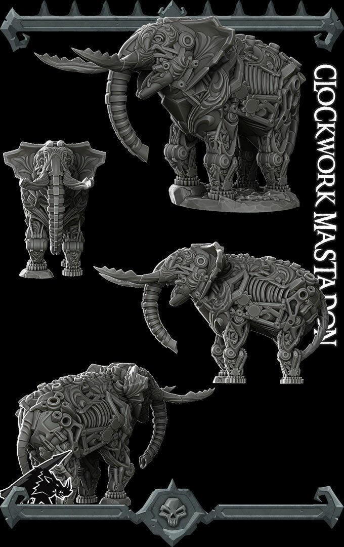CLOCKWORK MASTADON - Miniature | All Sizes | Dungeons and Dragons | Pathfinder | War Gaming