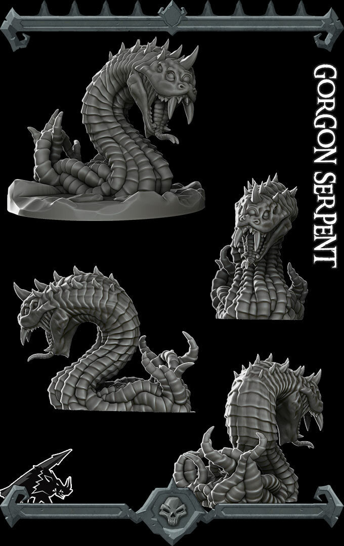 Gorgon Serpent - Miniature | Dungeons and dragons | Cthulhu | Pathfinder | War Gaming