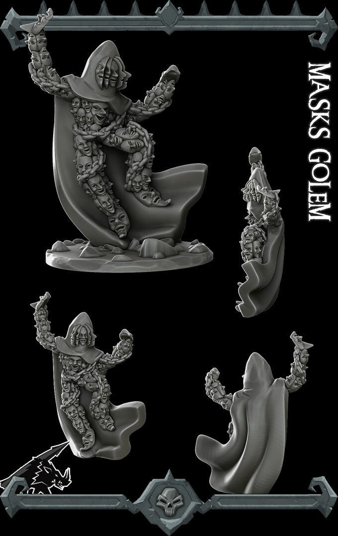 MASKS GOLEM - Miniature | All Sizes | Dungeons and Dragons | Pathfinder | War Gaming