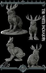 THE WHITE JACKALOPE - Miniature | All Sizes | Dungeons and Dragons | Pathfinder | War Gaming