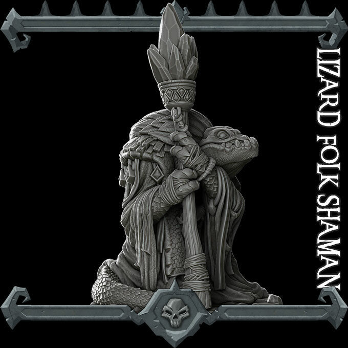 LIZARDFOLK SHAMAN - Miniature | Dungeons and dragons | Cthulhu | Pathfinder | War Gaming