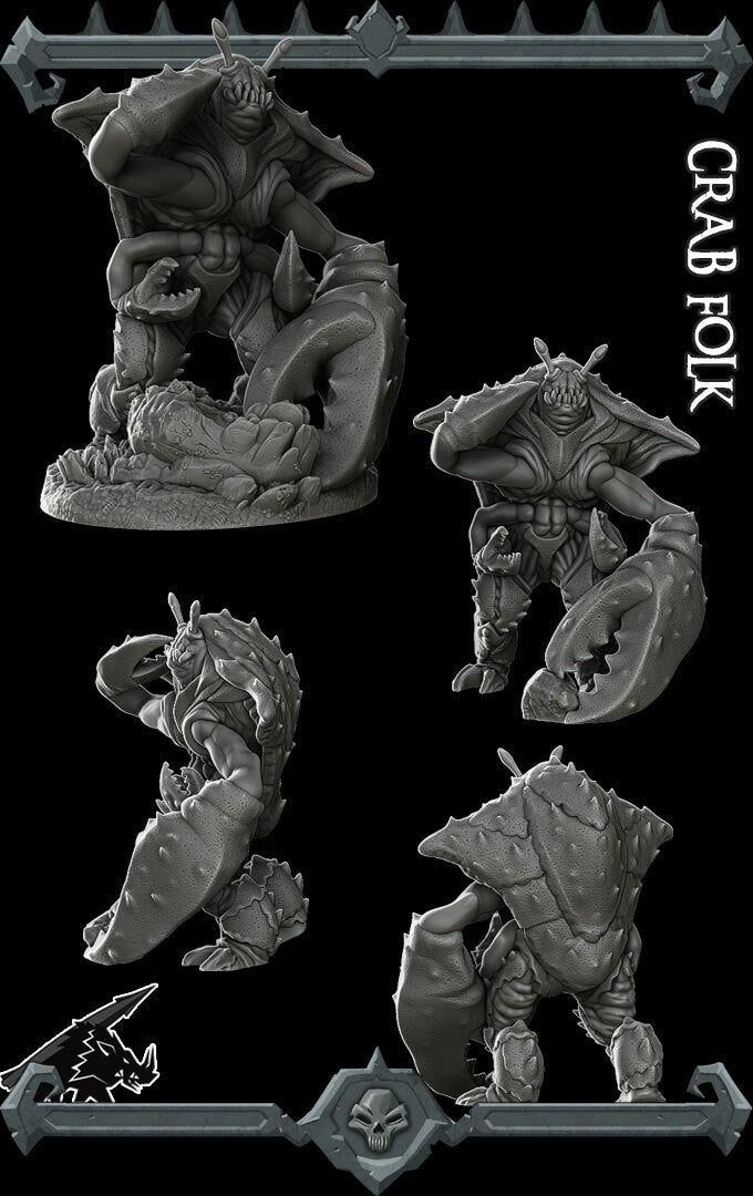 CRAB FOLK Miniature for Dungeons and Dragons Cthulhu Pathfinder and War Gaming - Must-Have Fantasy Figure
