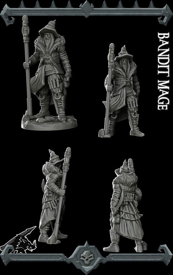 BANDIT MAGE - Miniature | All Sizes | Dungeons and Dragons | Pathfinder | War Gaming