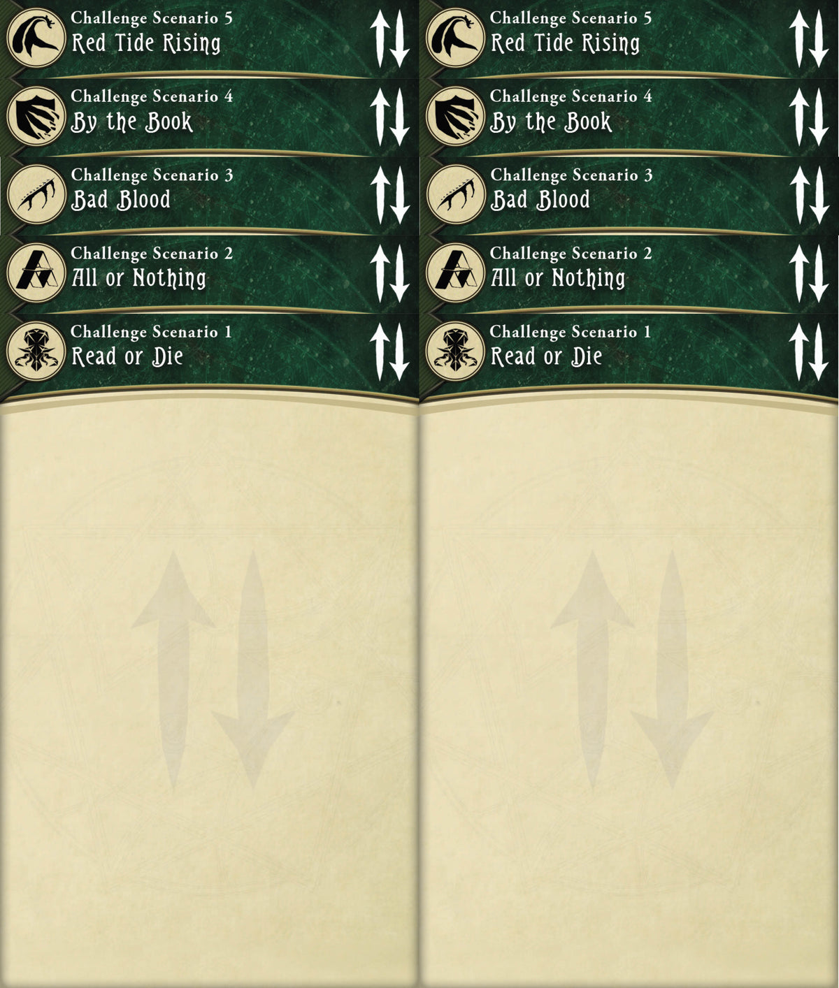 Challenge Scenarios 1-7 Arkham Horror LCG Deck Box Dividers