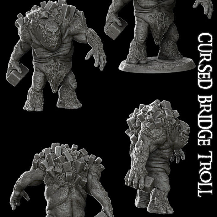 CURSED BRIDGE TROLL - Miniature | All Sizes | Dungeons and Dragons | Pathfinder | War Gaming