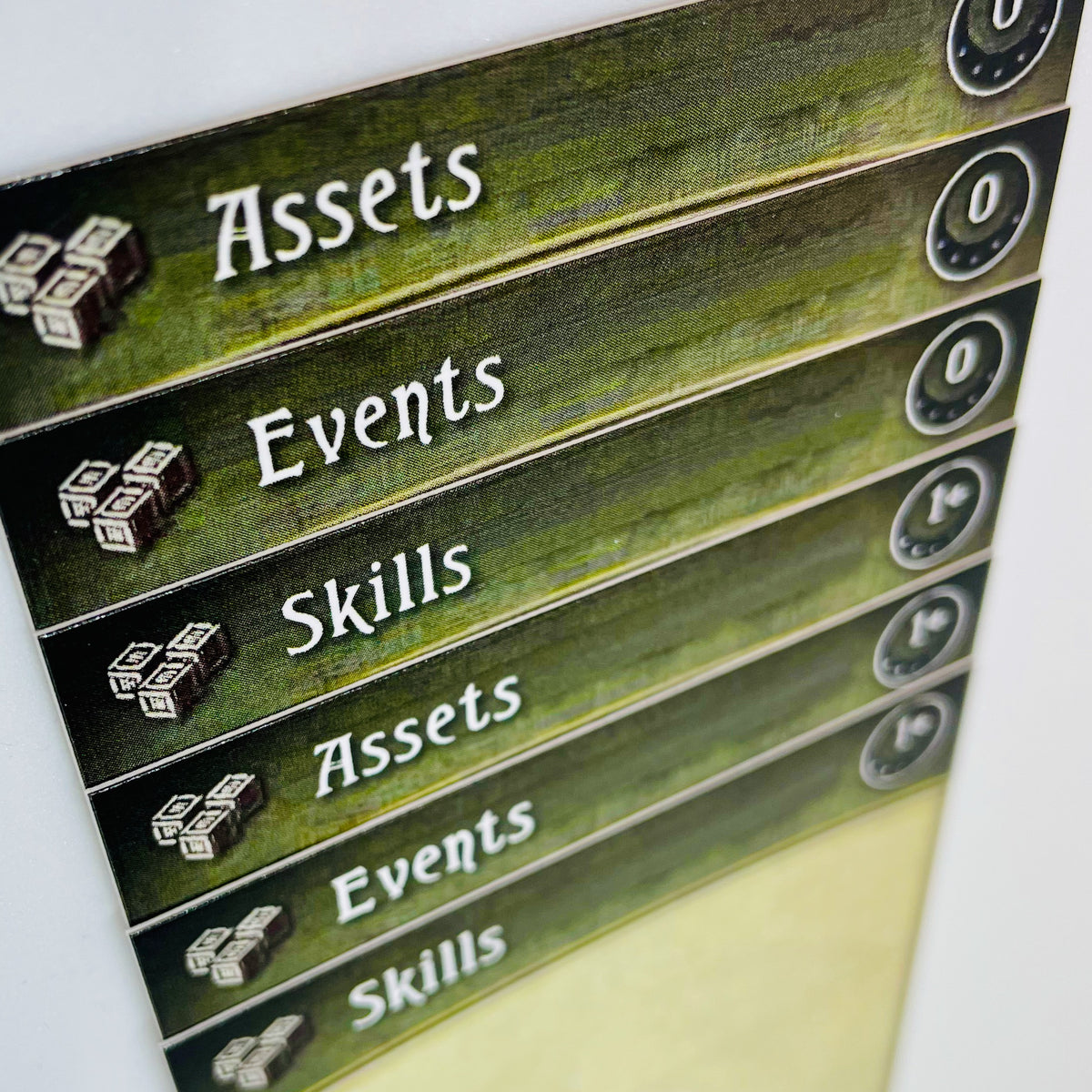 Assets, Events, Skills Expansion Dividers - Arkham Horror LCG Deck Box Dividers