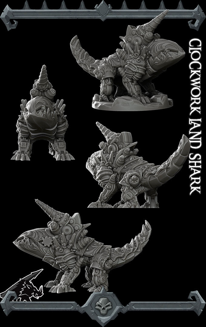 CLOCKWORK LANDSHARK - Miniature -All Sizes | Dungeons and Dragons | Pathfinder | War Gaming