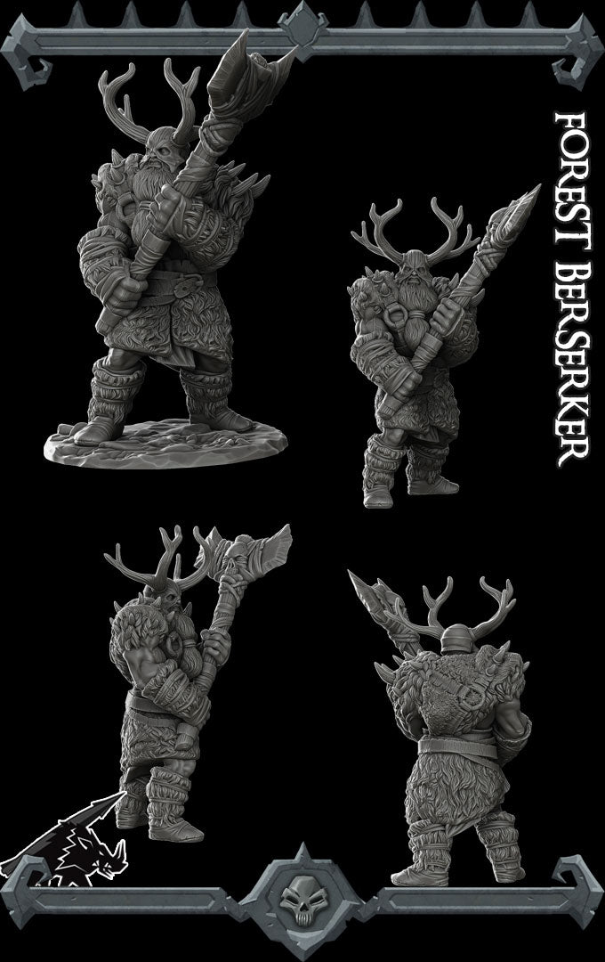 FOREST BERSERKER - Miniature -All Sizes | Dungeons and Dragons | Pathfinder | War Gaming