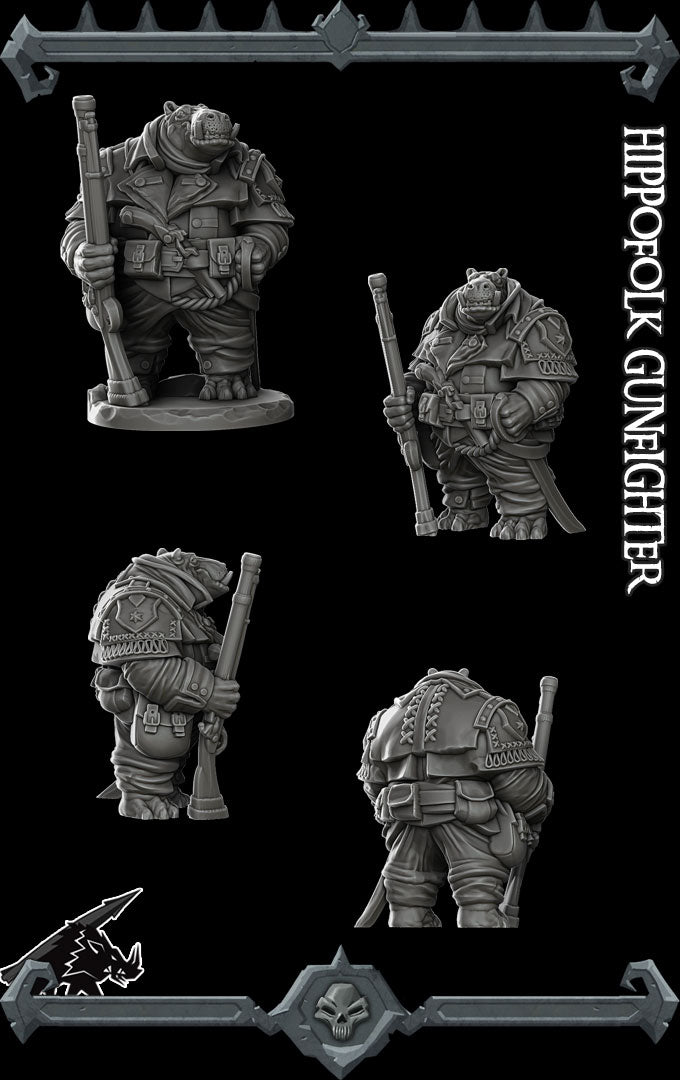 HIPPOFOLK GUNFIGHTER- Miniature | All Sizes | Dungeons and Dragons | Pathfinder | War Gaming