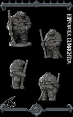 HIPPOFOLK GUNFIGHTER- Miniature | All Sizes | Dungeons and Dragons | Pathfinder | War Gaming