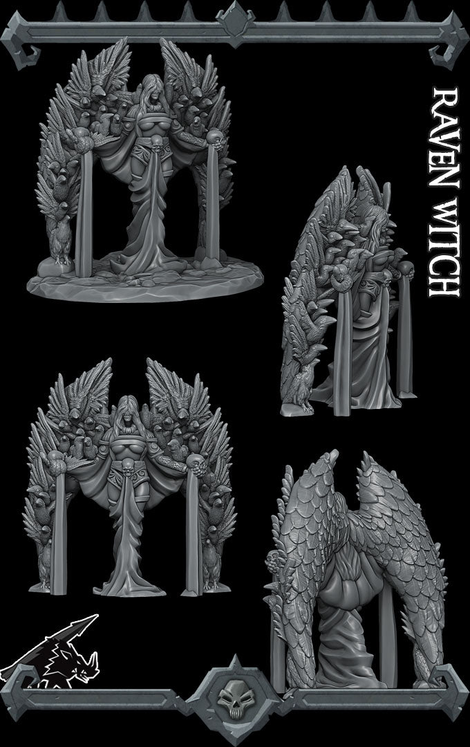 RAVEN WITCH Miniature Model -All Sizes | Dungeons and Dragons | Pathfinder | War Gaming