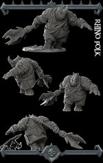 RHINO FOLK - Miniature -All Sizes | Dungeons and Dragons | Pathfinder | War Gaming