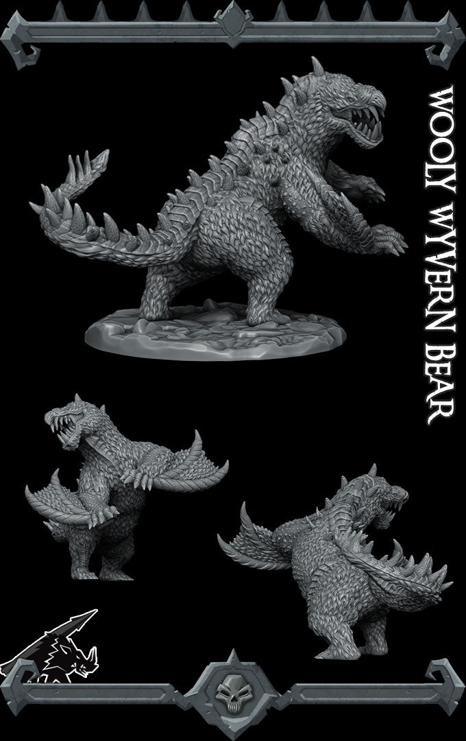 WOOLY WYVERN BEAR - Miniature -All Sizes | Dungeons and Dragons | Pathfinder | War Gaming