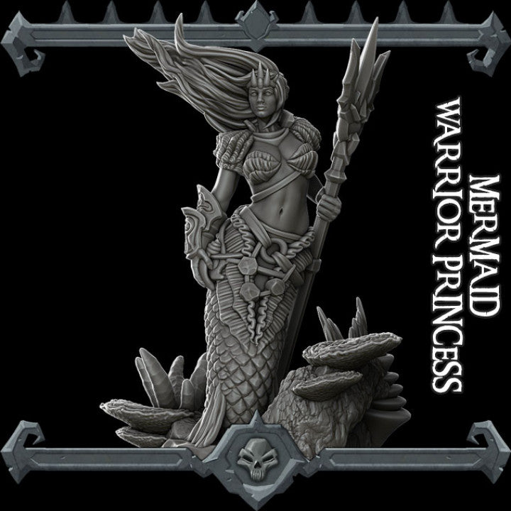 MERMAID WARRIOR PRINCESS - Miniature | All Sizes | Dungeons and Dragons | Pathfinder | War Gaming