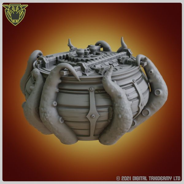 Steampunk Cthulhu Mechanical Token Box with a twist lock by Digital Taxidermy