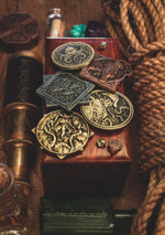 HP Lovecraft Cthulhu Mythical Coin Set | 5 Unique Metal Game Tokens / Collectible Coins / Turn Counter