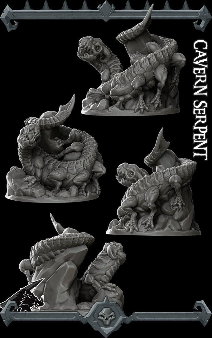 CAVERN SERPENT - Miniature -All Sizes | Dungeons and Dragons | Pathfinder | War Gaming