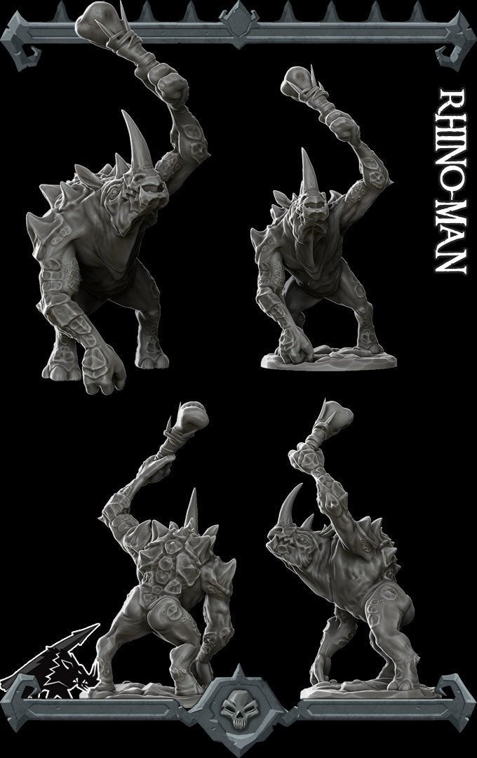RHINO MAN - Miniature -All Sizes | Dungeons and Dragons | Pathfinder | War Gaming