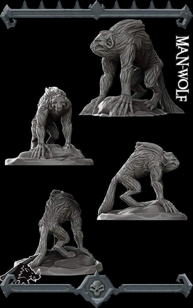 MAN-WOLF - Miniature -All Sizes | Dungeons and Dragons | Pathfinder | War Gaming IRPG