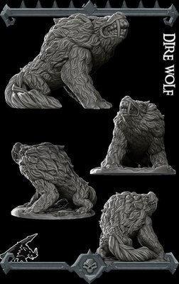 Dire Wolf - Miniature -All Sizes | Dungeons and Dragons | Pathfinder | War Gaming