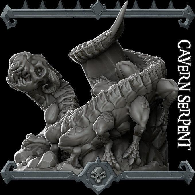 CAVERN SERPENT - Miniature -All Sizes | Dungeons and Dragons | Pathfinder | War Gaming