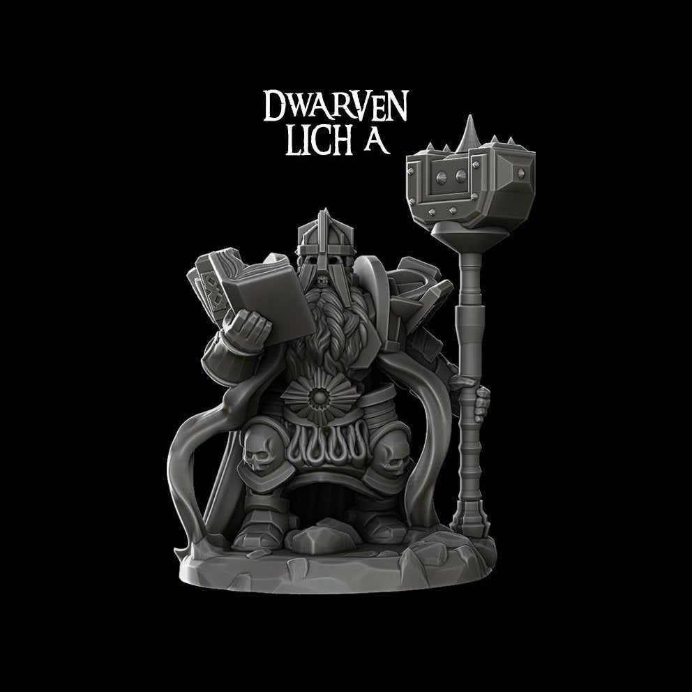 DWARVEN LICH - Miniature - Many Size Options | All Sizes | Dungeons and Dragons | Pathfinder | War Gaming