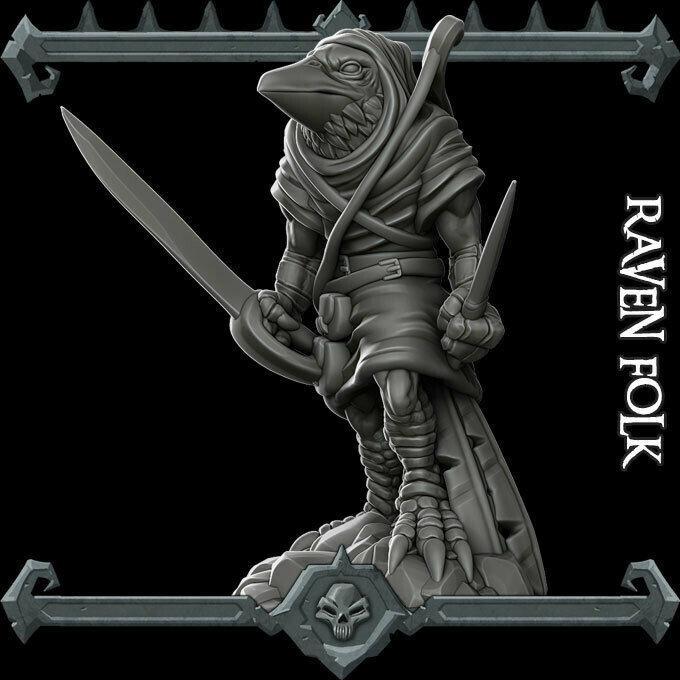 RAVEN FOLK - Miniature -All Sizes | Dungeons and Dragons | Pathfinder | War Gaming