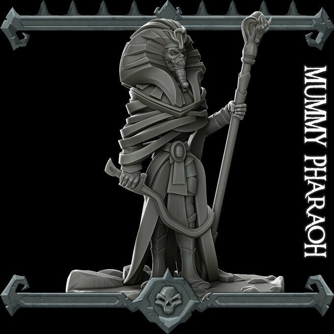 MUMMY PHARAOH - Miniature | All Sizes | Dungeons and Dragons | Pathfinder | War Gaming