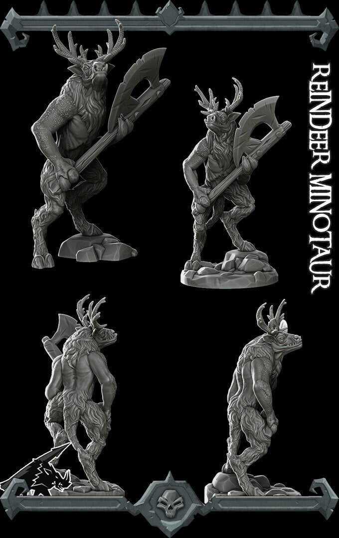 REINDEER MINOTAUR - Miniature | All Sizes | Dungeons and Dragons | Pathfinder | War Gaming