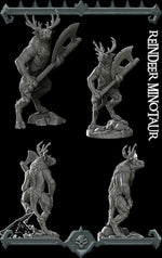 REINDEER MINOTAUR - Miniature | All Sizes | Dungeons and Dragons | Pathfinder | War Gaming