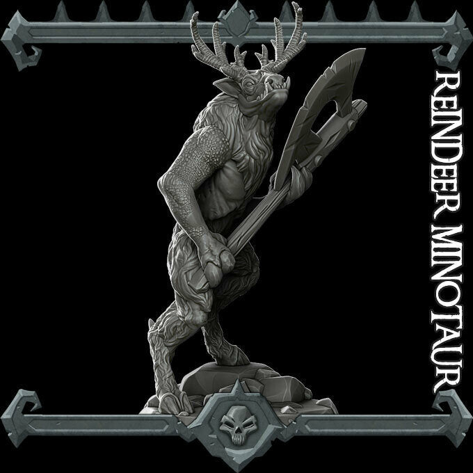 REINDEER MINOTAUR - Miniature | All Sizes | Dungeons and Dragons | Pathfinder | War Gaming