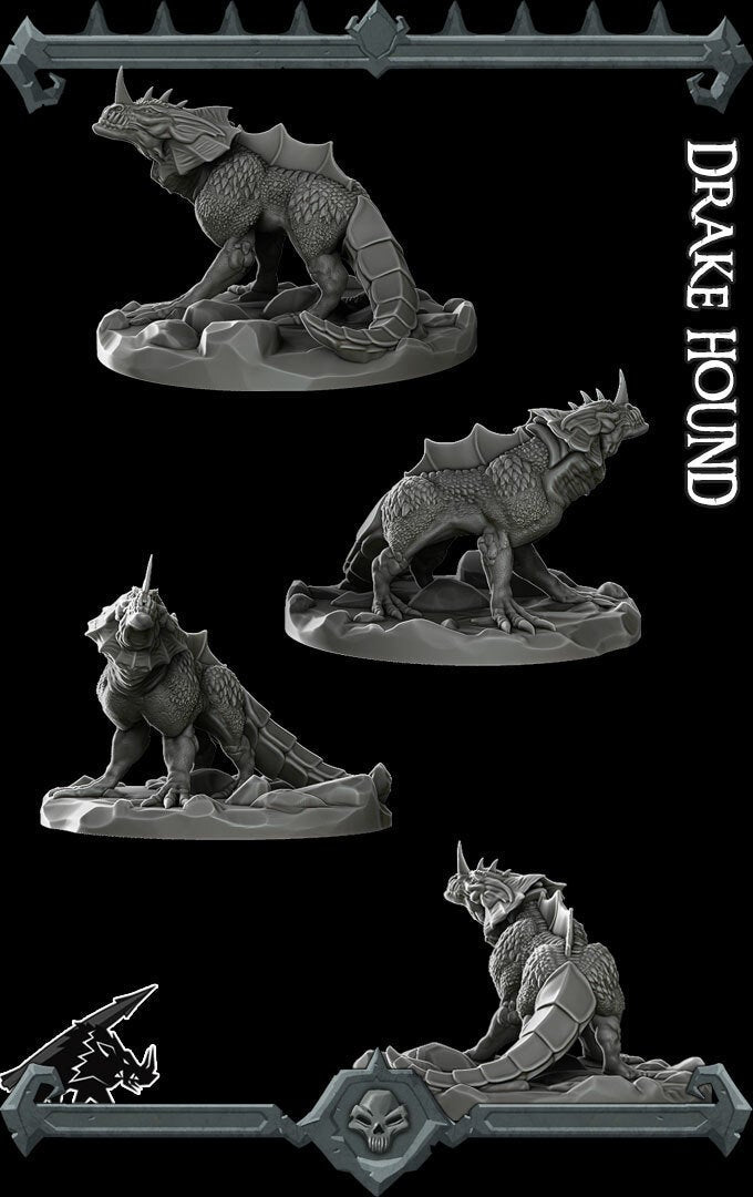 DRAKE HOUND - Miniature | All Sizes | Dungeons and Dragons | Pathfinder | War Gaming
