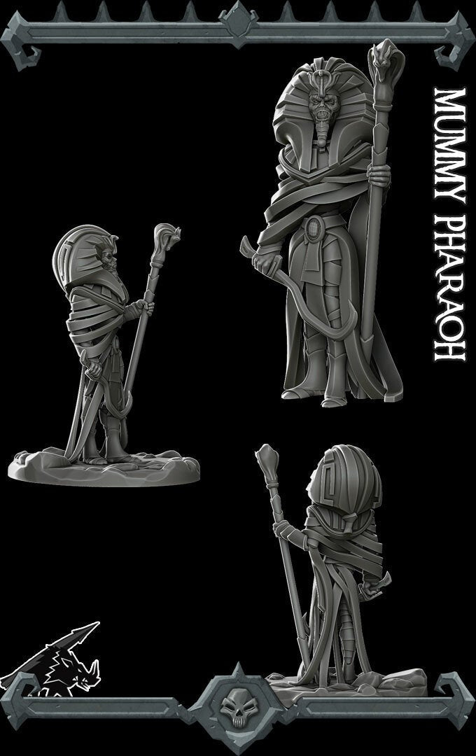 MUMMY PHARAOH - Miniature | All Sizes | Dungeons and Dragons | Pathfinder | War Gaming
