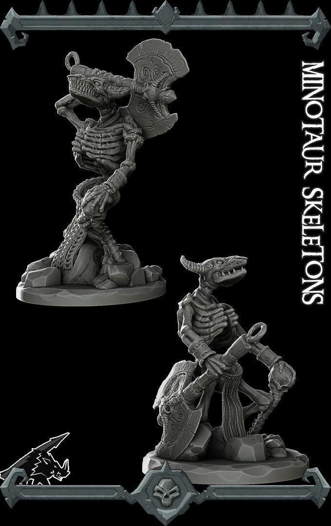 MINOTAUR SKELETONS - Miniature | All Sizes | Dungeons and Dragons | Pathfinder | War Gaming